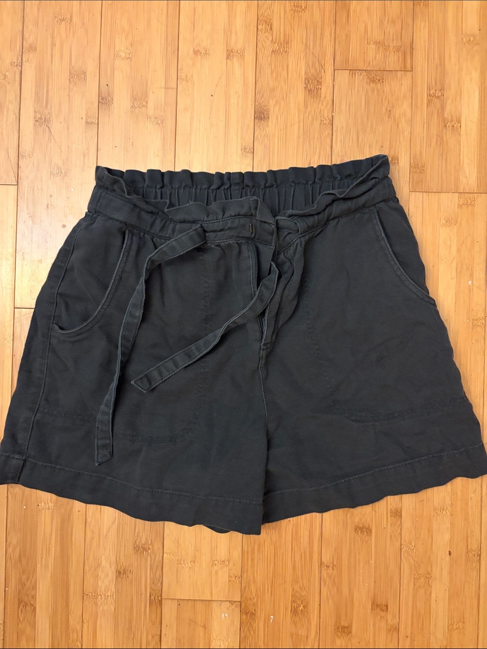 Old Navy Black High-Waist Tie-Front Cotton PAPER BAG Shorts